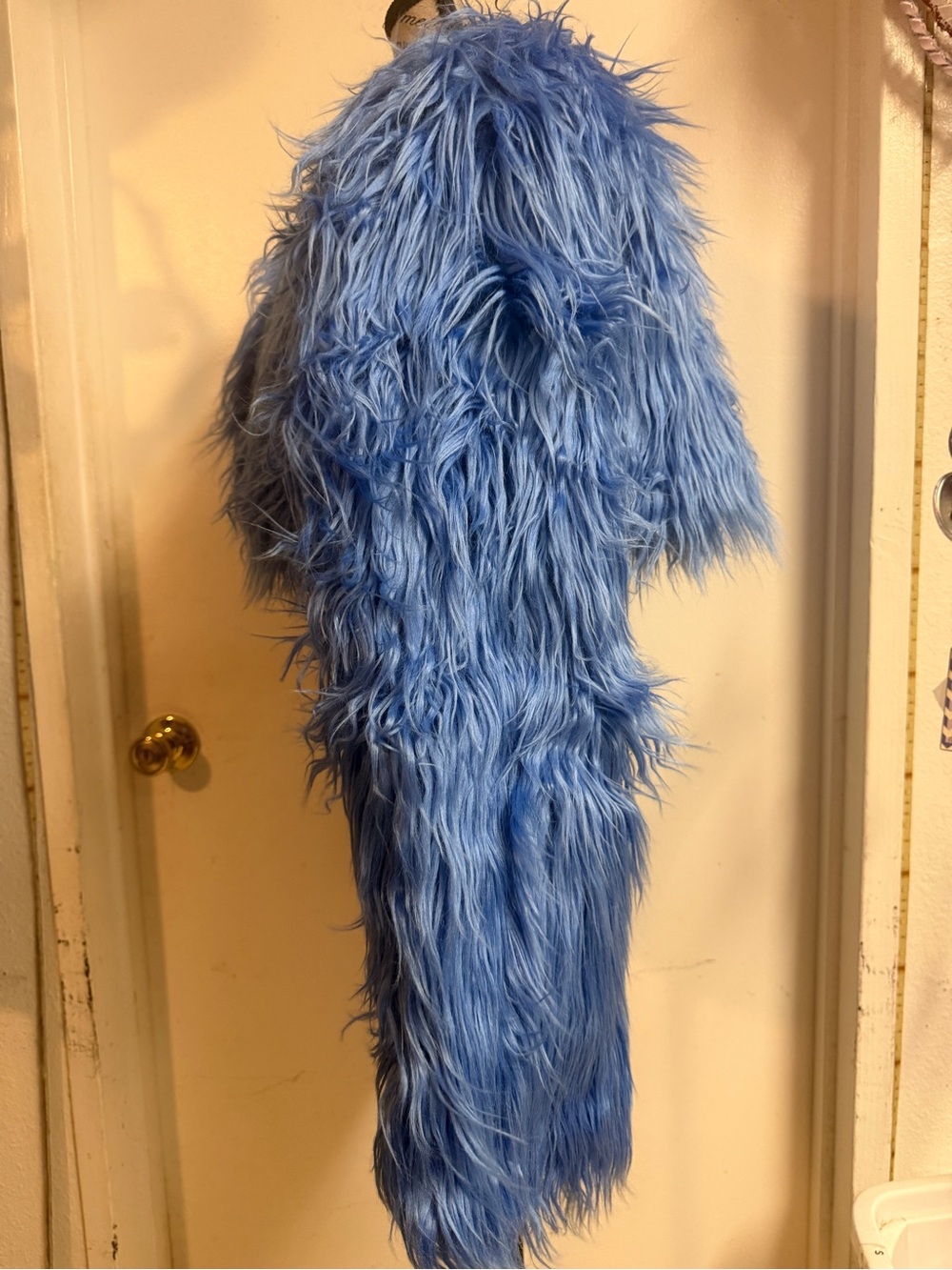 Blue Shaggy Faux Fur Jacket - Picture 5 of 5